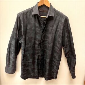 Etro Men's Button-Up Shirt – Black Camo – Size 41  – Made in Italy - Urban Luxe